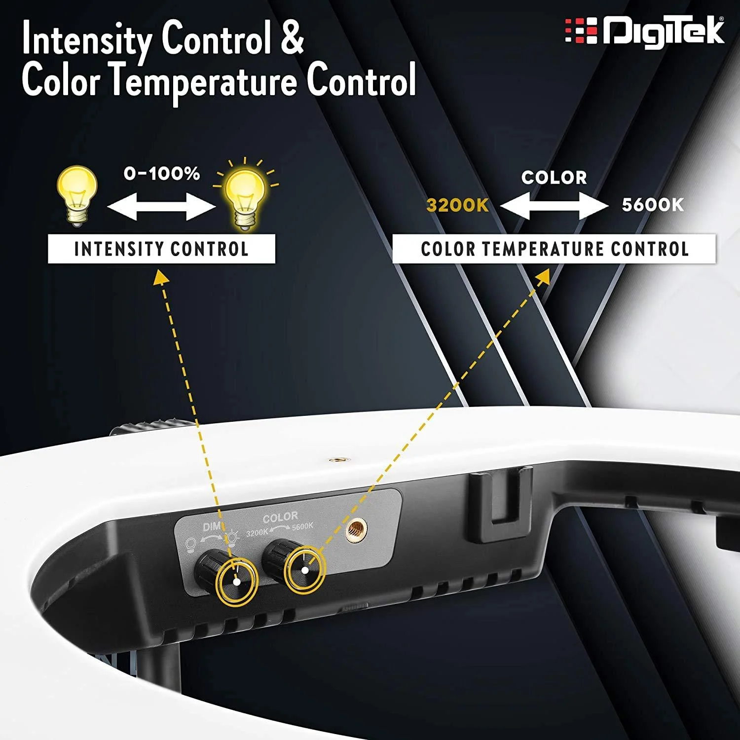Digitek (DRL-18HC9) Professional 18" inch Ring Light with Stand | 2 Color Modes Dimmable Lighting | for YouTube Photo/Video Shoot Makeup & More | Compatible with iPhone/Android Phone & Camera, Black - Image 4