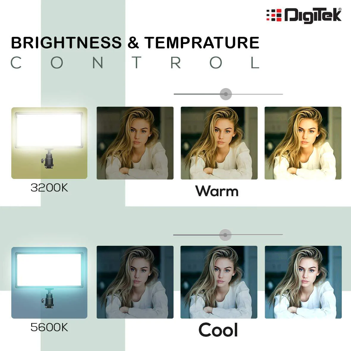 Digitek (LED D416) Combo Professional Video Light - Dimmable 3200k -5600k, Compatible with Tripods, Monopods, Cameras, Table stand & Camcorder | For YouTube Video , Product Photography (Battery Not Included)) - Image 5