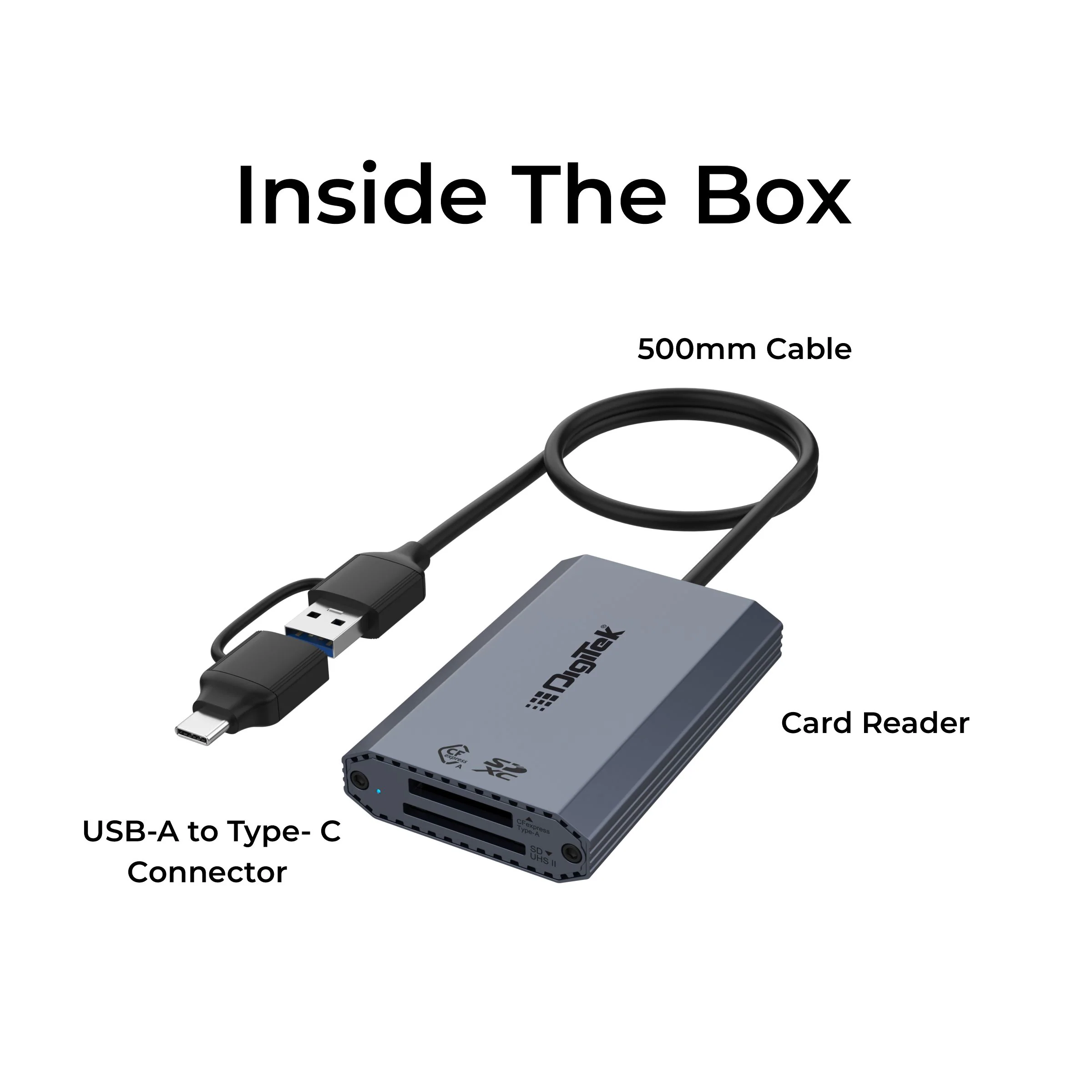 Digitek DCR-101 CFA 2-in-2 CF Express Type A & SDXC, USB 3.2 Card Reader - Image 3