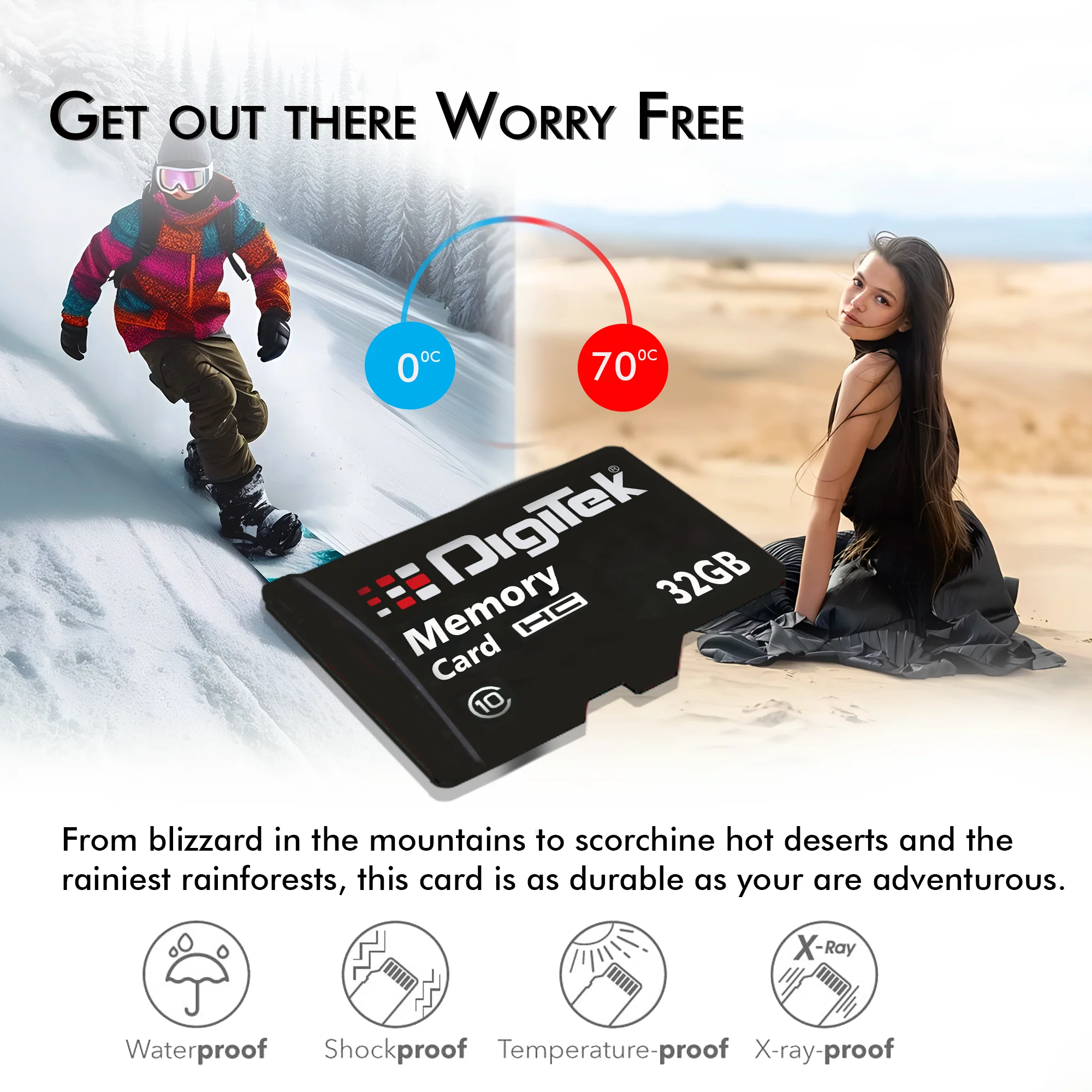 Digitek (DTF 32GB C10) Micro SDHC 32GB UHS-I Memory Card – A1, Class 10, 100MB/s Speed, Waterproof, Shockproof, X-Ray Safe, Ideal for Smartphones, Cameras, CCTV & More - Image 6