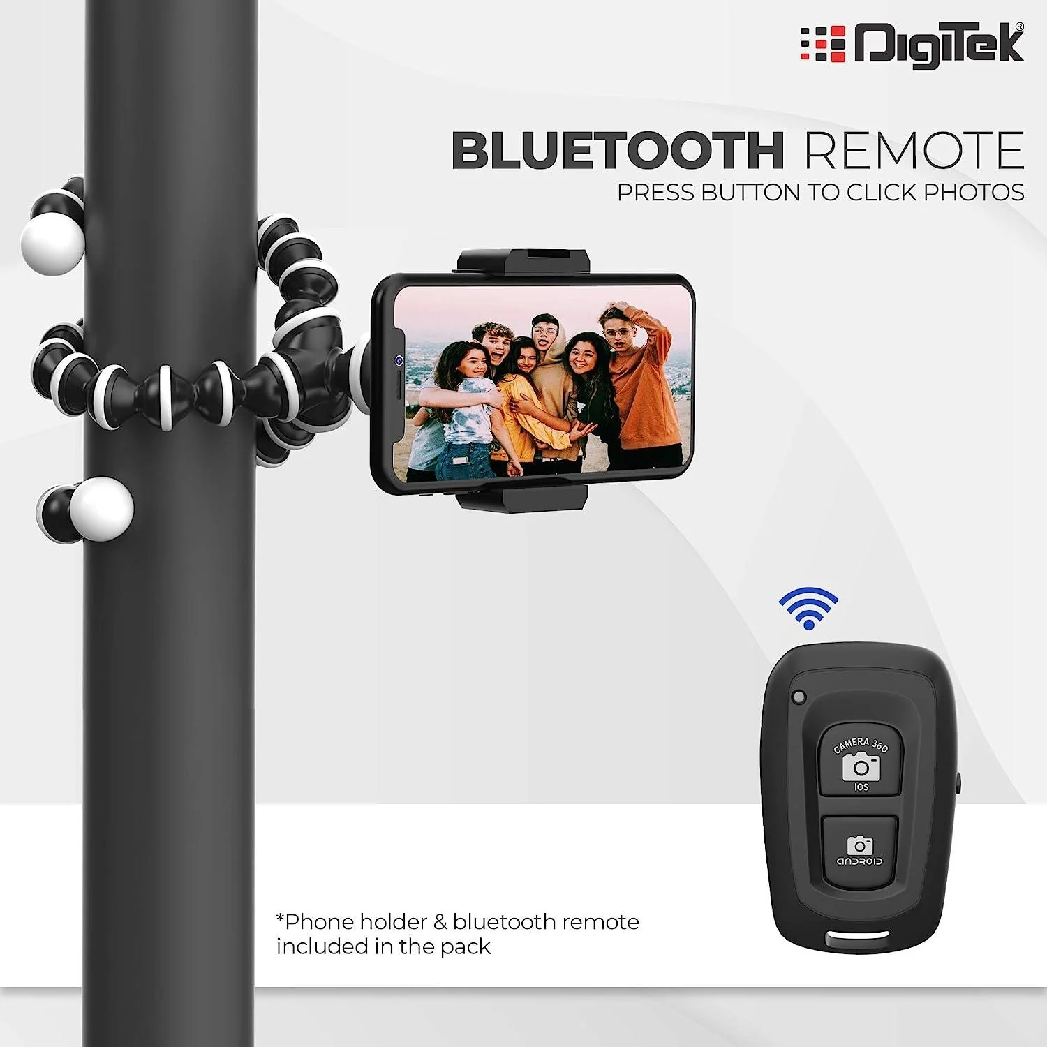 DIGITEK® (DTR 260 GT) Gorilla Tripod/Mini 33 CM (13 Inch) Tripod for Mobile Phone with Phone Mount & Remote, Flexible Gorilla Stand for Point and Shoot & Action Cameras - Image 5