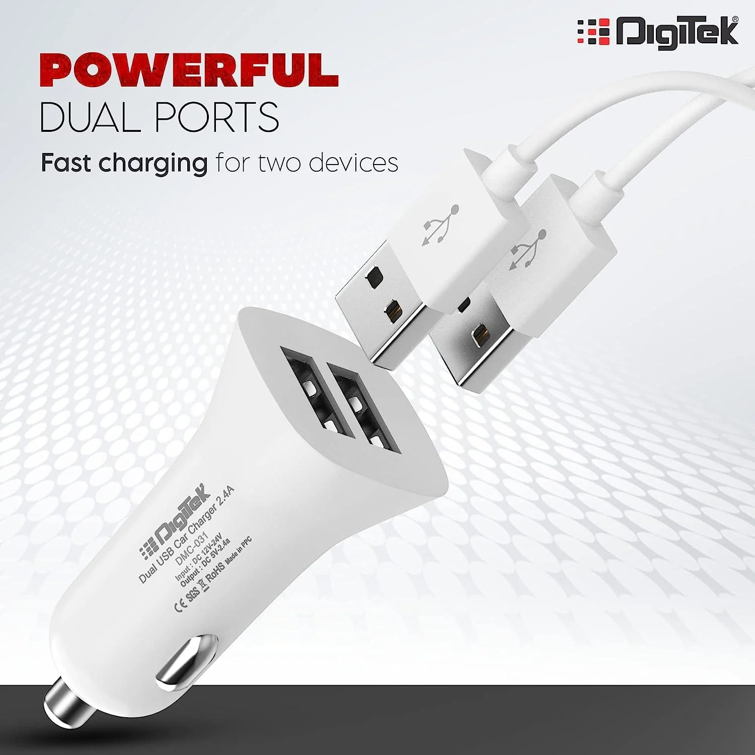 Digitek (DMC 031) Dual USB Fast Car Charger 2.4A, High-Speed Car Adapter with Multi Protection Compatible with Cars for iPhone & Android Smartphone, PowerBank, Smartwatch, Headphone - Image 4