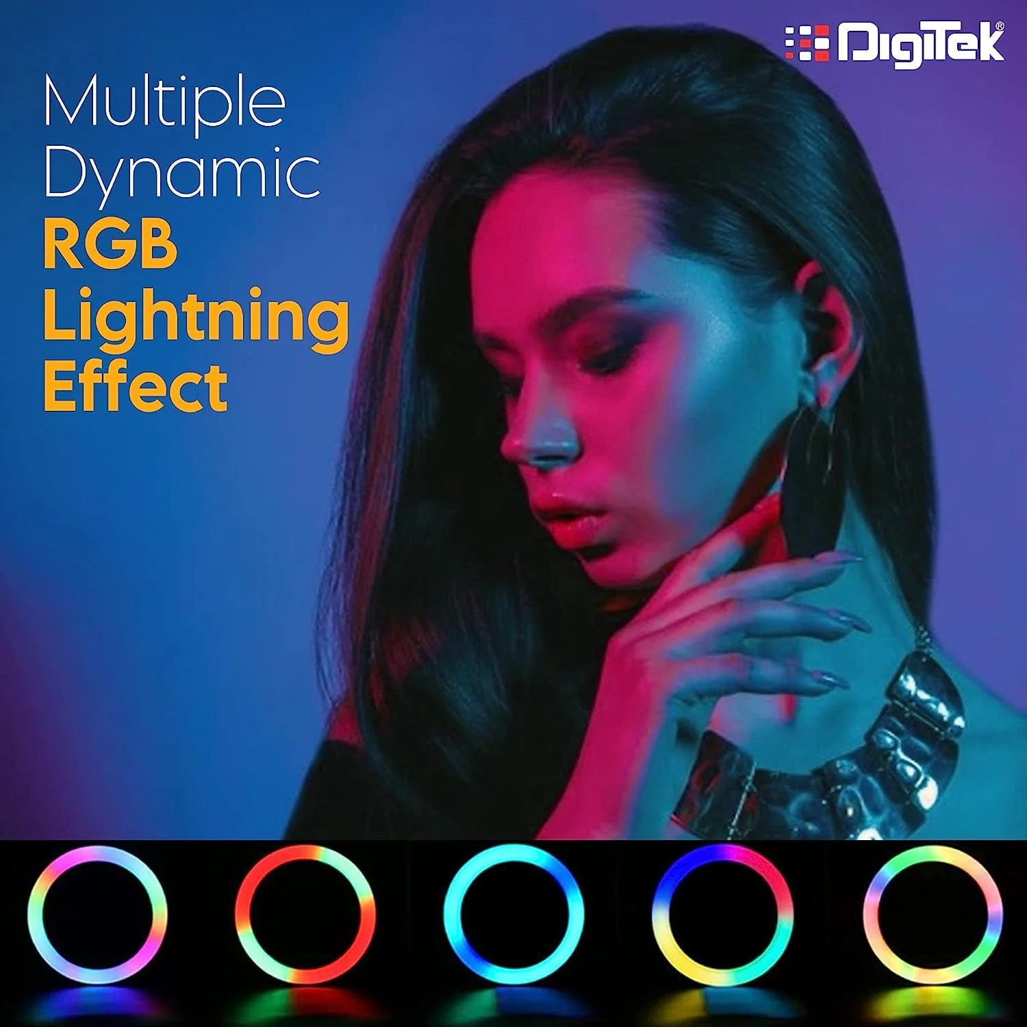 Digitek (DRL-15C RGB) LED RGB Ring Light with Stand for YouTube, Photo-Shoot, Video Shoot, Live Stream, Makeup & More, Compatible with iPhone/Android Phones & Camera - Image 7
