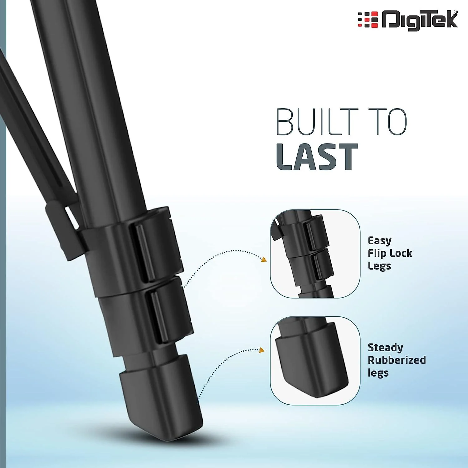 DIGITEK (DTR 480LW) 57 Inch Portable Aluminium Alloy Tripod with Smartphone Holder & 360° Ball Head, 3 Section Adjustment, 2kg Load Capacity, Carry Bag, Compatible with Smartphone, Video Camera, DSLR. - Image 5