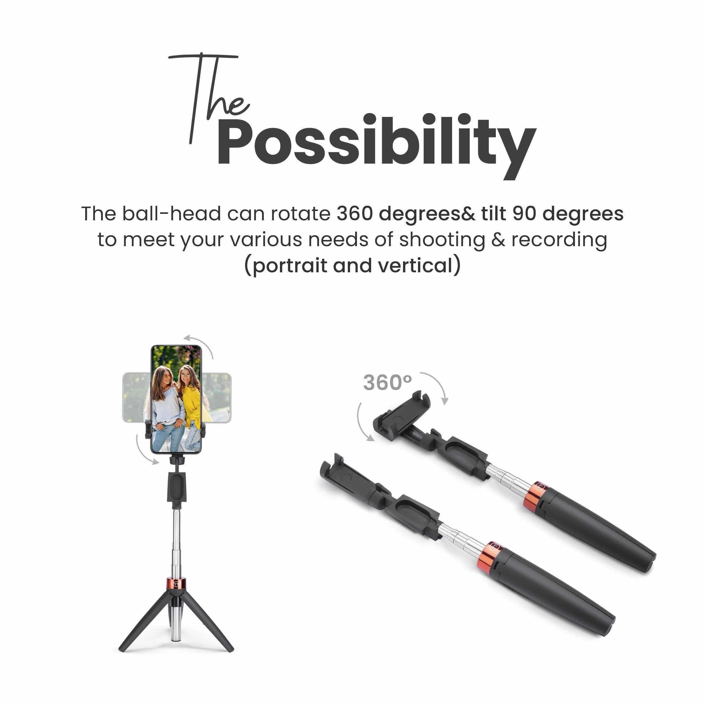 DIGITEK® (DTR-210SS) 68cm Portable Selfie Stick with Wireless Remote, 3 Legs Tripod Base, Rubberized Feet, 1 Kg Max Weight Load, 360° Rotation, Compatible with All Smartphones Photography, Videography - Image 4