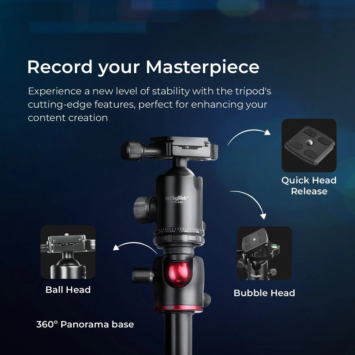 DIGITEK® (DTR 520 BH) 152CM Foldable Aluminum Tripod Cum Monopod with Swivel Pan Head, 4 Section Adjustment, 7kg Max Load, Max Operating Height: 4.95Ft, Compatible with DSLR Camera, Dv Video Camcorder - Image 8