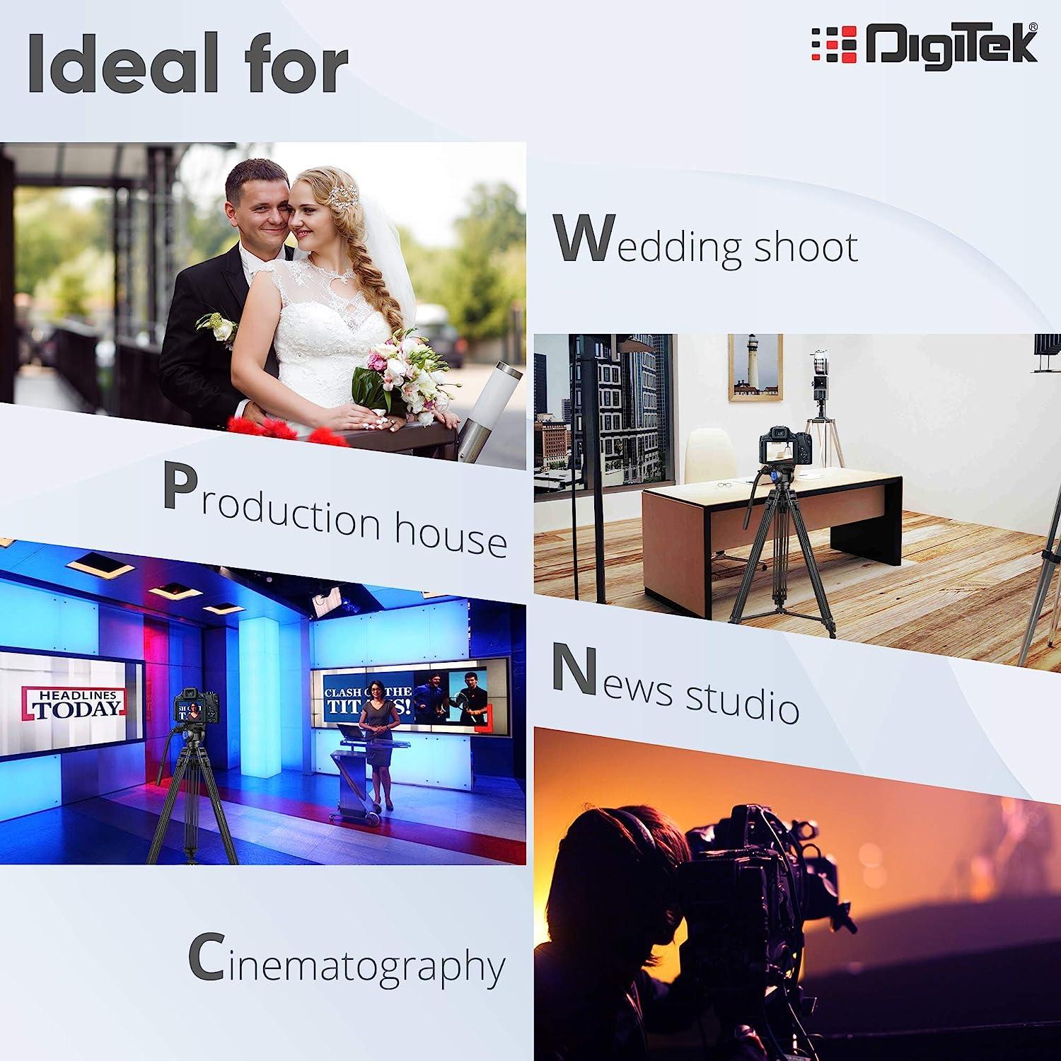 Digitek (DTR-510VD PRO PLUS, 70 Inch) Professional Video Aluminium Tripod with Multipurpose Head for Low Level Shooting, Panning for All DSLR Camera, Maximum Height 5.10 Feet, Load Capacity 15kgs (DTR-510VD PRO PLUS, 70 Inch) - Image 5