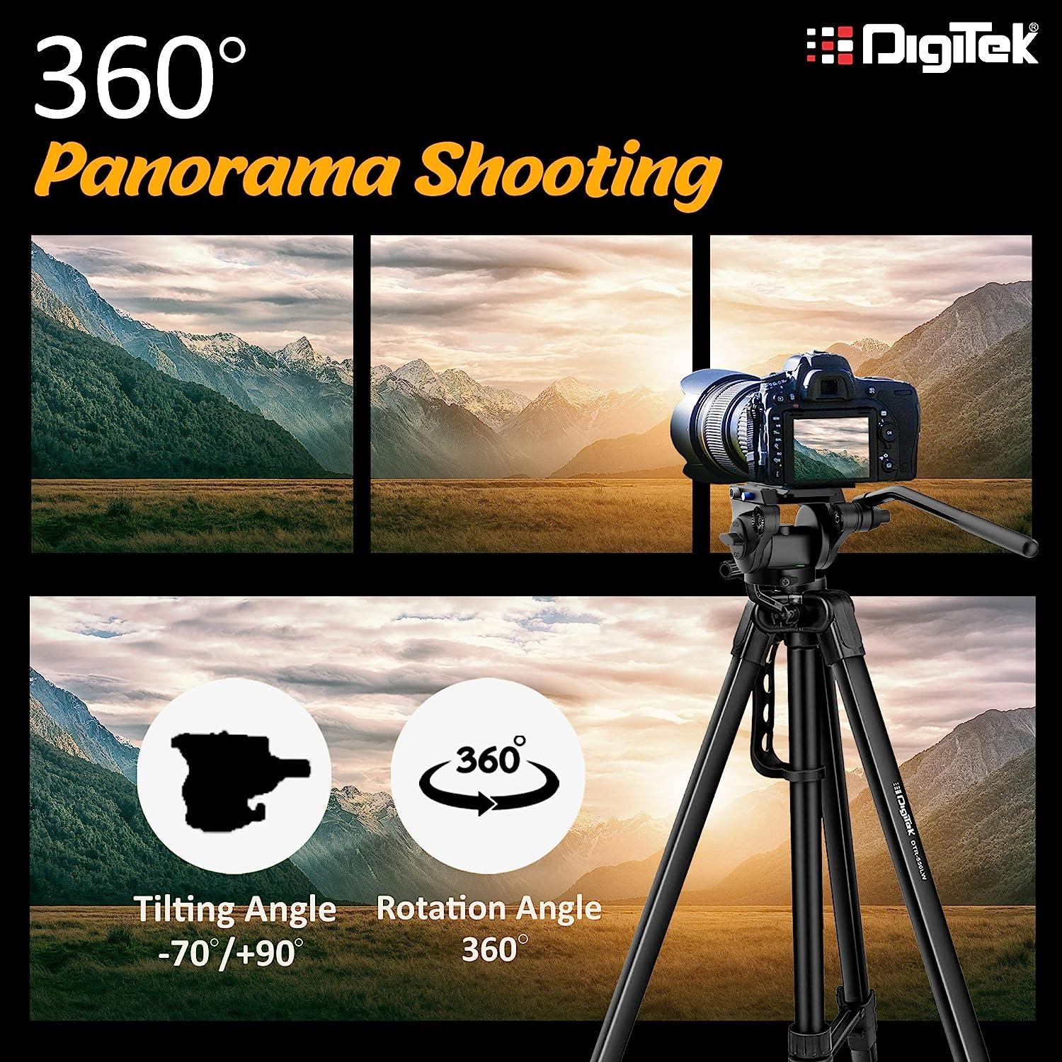 Digitek (DPVH 110) Professional Video Head | Fluid Head with 2 Way Adjustable Pan Head | Supports Multiple Tripods & Monopods (Load Capacity-10 Kgs) - Image 6