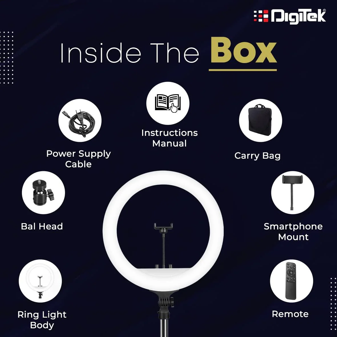 Digitek (DRL-18 RGB) RGB LED Ring Light 46cm for YouTube | Photo-Shoot | Video Shoot | Live Stream | Makeup & Vlogging | Compatible with iPhone/Android Phones & Camera - Image 8