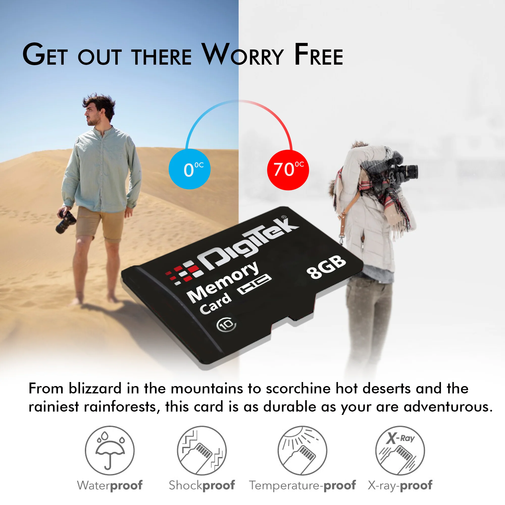 Digitek (DTF 8GB C10) High Speed Micro SDHC 8GB UHS-I Memory Card – A1, Class 10, 100MB/s Speed, Waterproof, Shockproof, X-Ray Safe, Ideal for Smartphones, Cameras, CCTV & More - Image 3