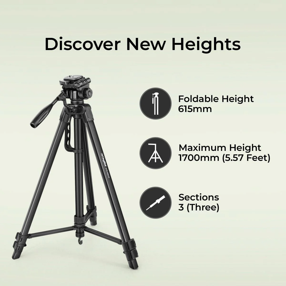DIGITEK® (DTR 550 LW) 67 Inch Foldable Tripod Stand with Phone Holder & 360° Ball Head, 5kg Load Capacity, Aluminum Alloy Legs with Rubberized Feet & Flip Locks, Carry Bag, for Photo & Video Shoots - Image 8