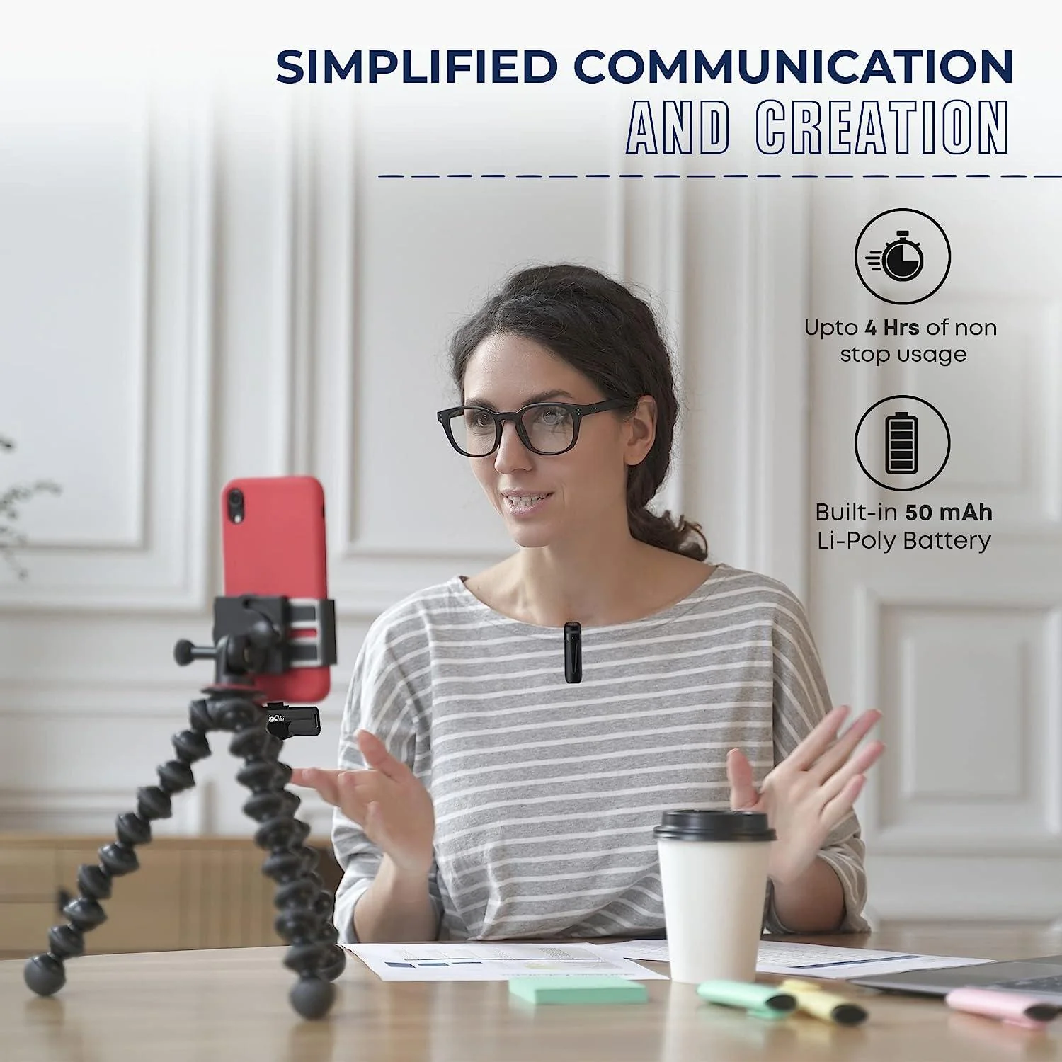 Digitek (DWM-002) Wireless Microphone & Receiver with Lightning Connector, Noise Cancellation, Fast Charging,  Compatible with iPhone X/11/12/13/14 Series for Vlogging, Only for iPhones with Lightning (LTC) - Image 4